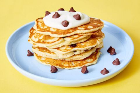 Chocolate Chip Banana Pancakes With Honey Yogurt