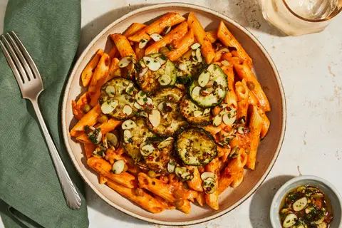 Creamy Tomato Penne with Parmesan Squash