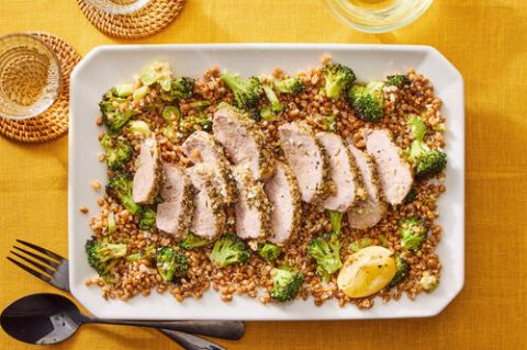 Parmesan Herb Chicken With Broccoli Farro Salad