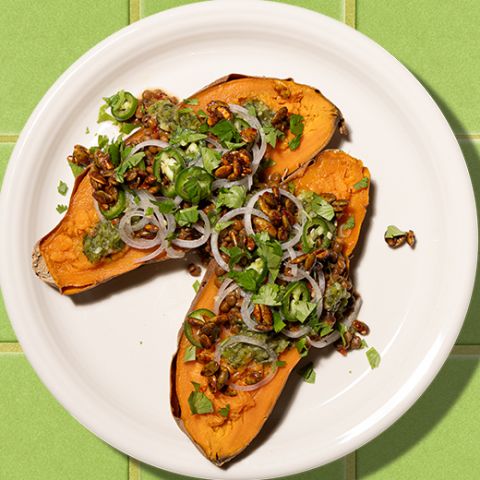 Peruvian Lentil Stuffed Sweet Potatoes