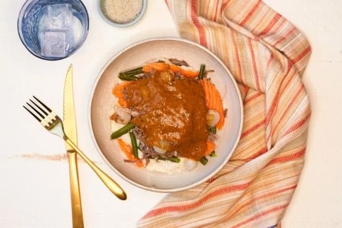 Beef Pot Roast over Mashed Potatoes & Gravy
