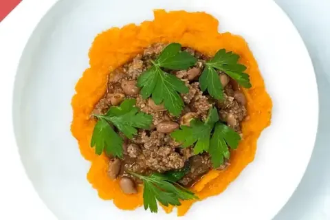 Beef and Bean Chili with Butternut Squash Mash