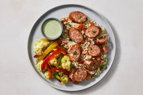 Bison-Pork Sausage & Creamy Cilantro Rice