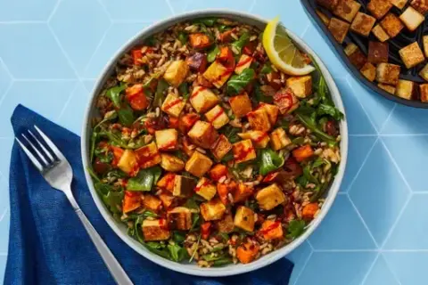 Air Fryer Maple-Sriracha Tofu & Grain Bowls
