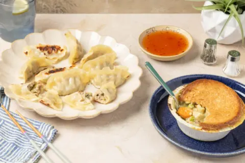 Chicken Pot Pie & Garlic Chicken Gyoza Dumplings