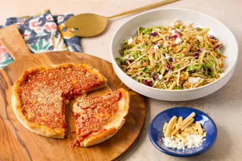 Mediterranean Crunch Chopped Salad & Chicago-Style Deep Dish Cheese Pizza