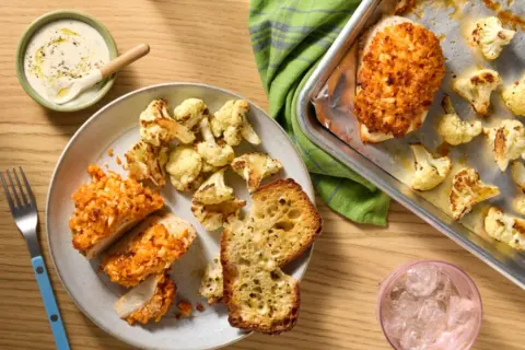 Sheet Pan Cheesy Buffalo Chicken & Ranch