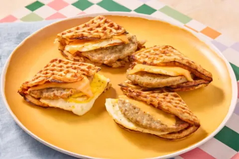 Egg, Cheese & Sausage Waffle Sandwich