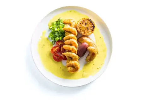 Coriander grilled shrimp & roasted fingerling potatoes