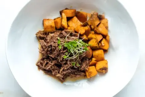 Barbacoa Beef with Chili Dusted Sweet Potatoes