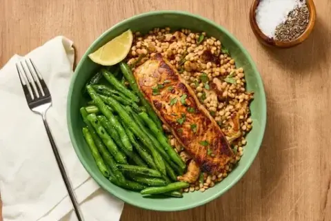 Lemony Herbed 2x Salmon & Couscous Skillet