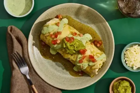 Microwave Smothered Bean Burritos & Guacamole