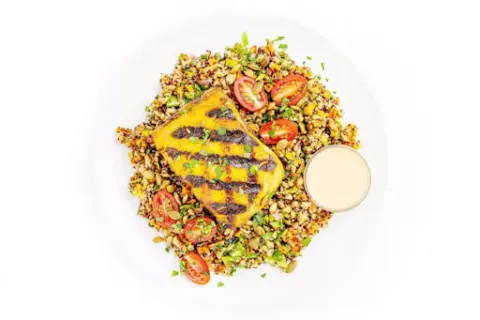 Rainbow Grain Salad with Grilled Salmon