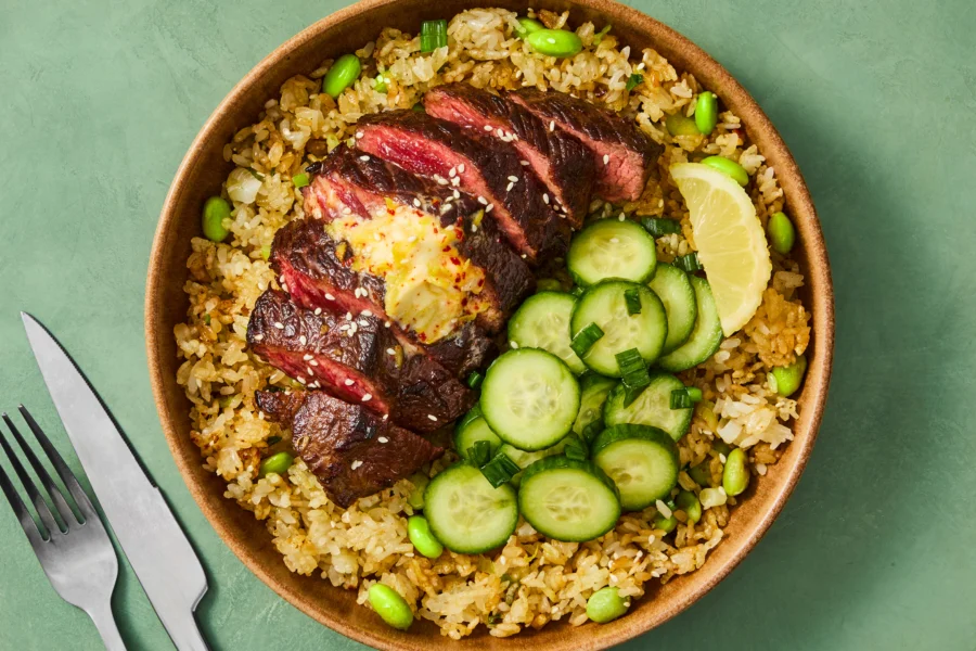 Soy-Marinated Lamb Chops & Fried Rice