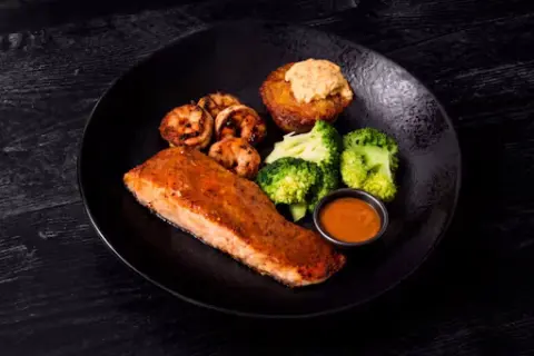 BBQ Salmon & Adobo Shrimp