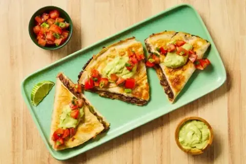 Black Bean, 2x Shrimp & Pepper Quesadillas