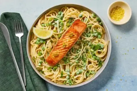 Garlic 2x Salmon with Creamy Lemon Spaghetti