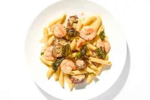Green Curry Penne with shrimp