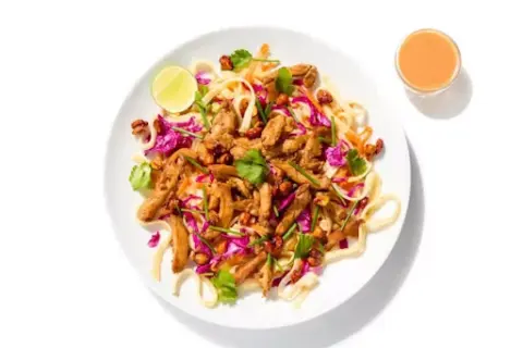 Thai Noodles with Spiced Pulled Chicken
