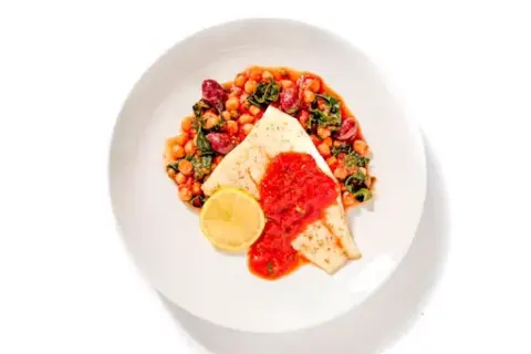 Snapper over Tomato Chickpeas