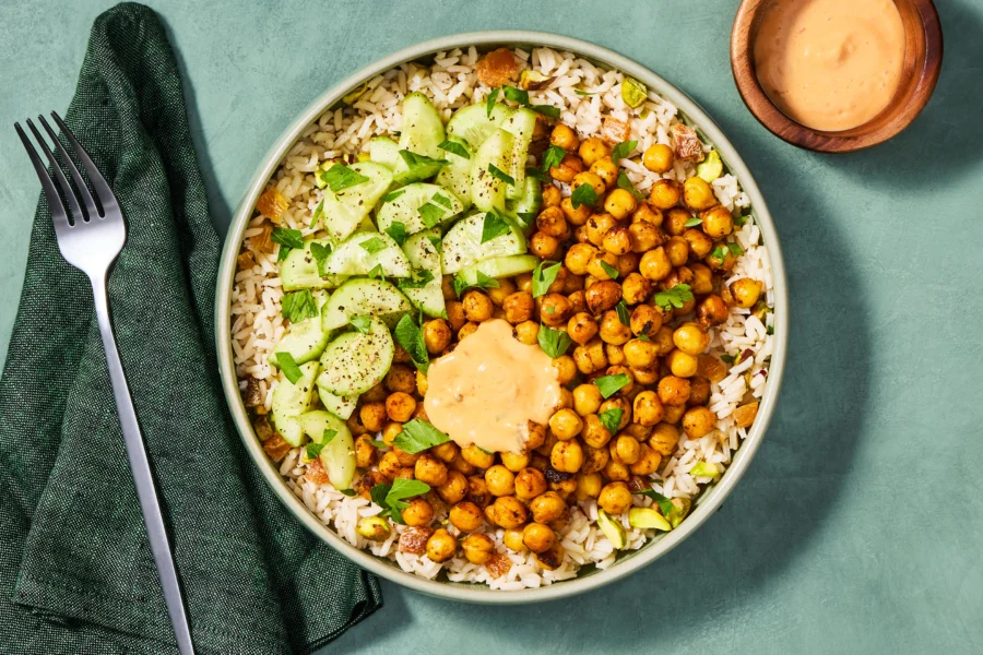 Crispy Spiced Chickpeas & Lamb Chops