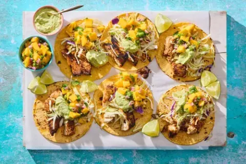 Chili Rubbed Fish Tacos with Salmon