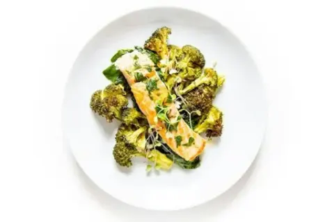Roasted Salmon with Basil Sauce