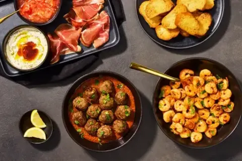 Spanish-Style Tapas with Shrimp Albondigas