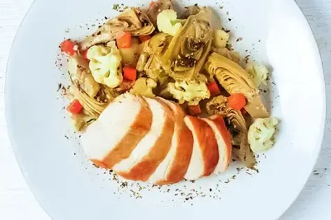 Roasted Chicken Breast with Artichokes Barigoule