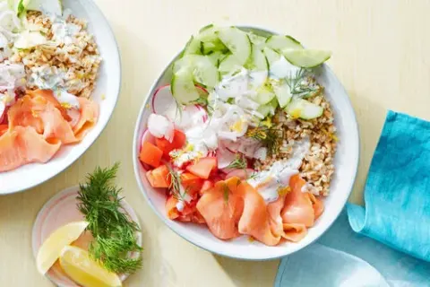Smoked Salmon Brown Rice Bowl