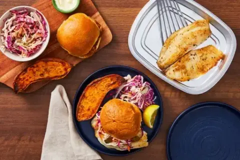 Prep & Bake Saucy Slaw Sandos with 2x Tilapia