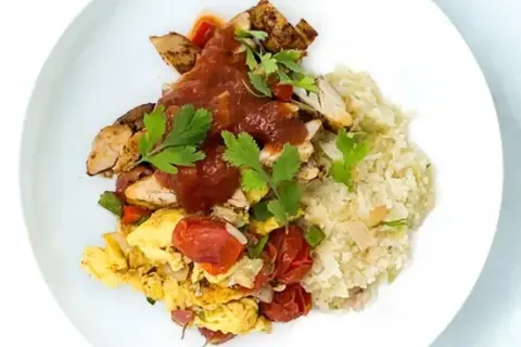 Ranchero Chicken, Eggs And "Grits"