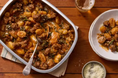 Spicy Sausage & Creamy Romesco Gnocchi