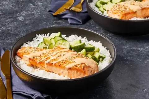 Miso Ginger Salmon Rice Bowls