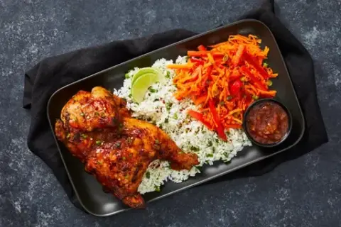 Blackened 2x Half Chicken & Mango-Lime BBQ Sauce