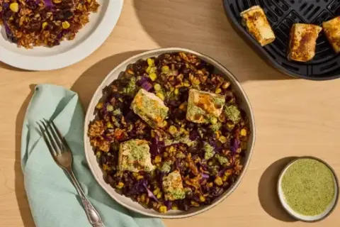 Air Fryer Tofu & Spicy Mexican Fried Rice