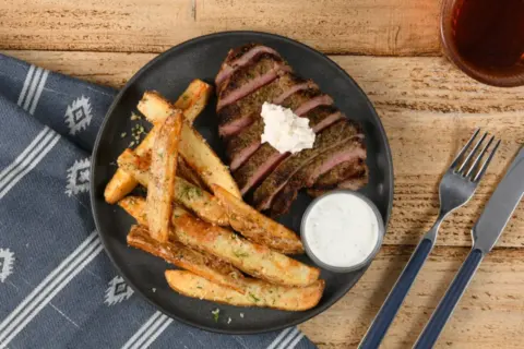 Steak with Feta Fraiche
