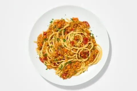 Lentil Bolognese Bucatini