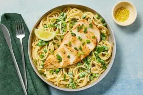 Garlic Chicken & Gluten-Free Lemon Linguine