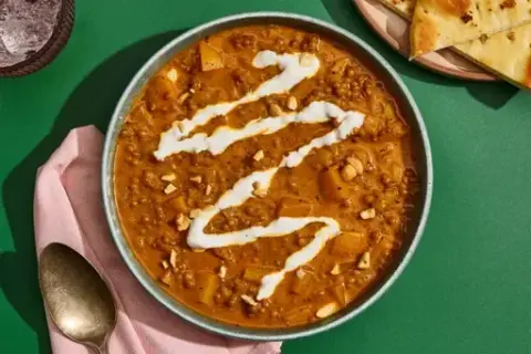 Coconut Curry Lentil & Tofu Soup