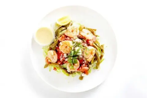 Nopal Salad with Sautéed Shrimp