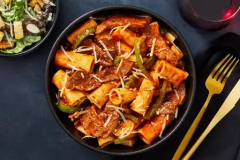 Creamy Romesco Rigatoni with 2x Rib-Eye Steak