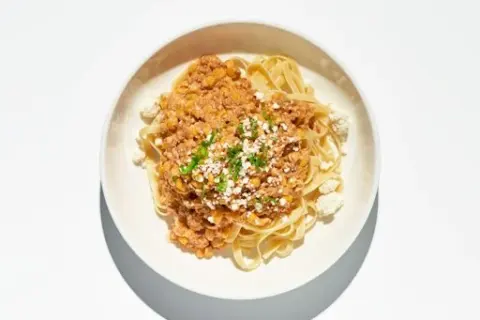 Fetuccine in Creamy Chorizo-Corn Sauce