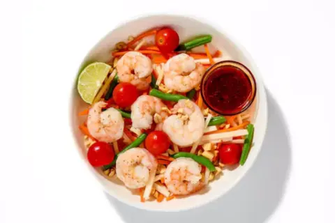 Jicama Carrot Som Tum with Shrimp