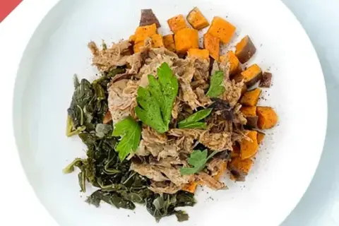 N.C. Style Pulled Pork With Collard Greens And Sweet Potatoes