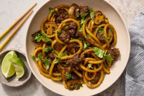 Glazed Beef & Curry-Lime Udon