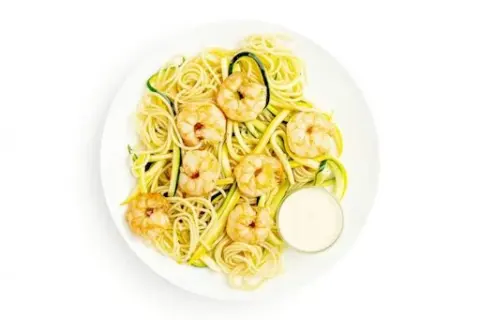 Shrimp Scampi over Spaghetti