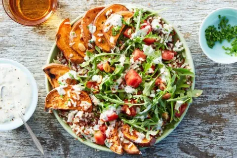 Mixed Grain Bowl with Seared Shrimp