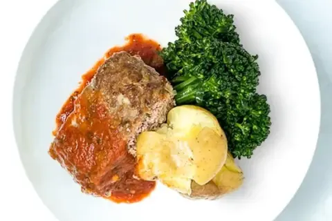 Venison Meatloaf With Garlicky Broccolini and Smashed Potatoes