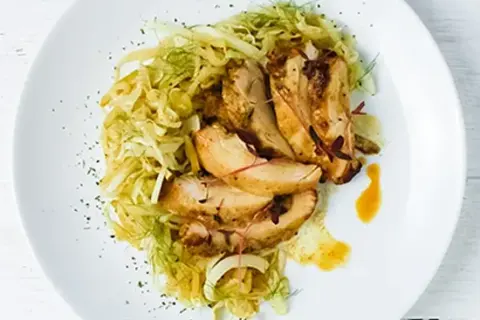 Apple Sage Chicken with Braised Cabbage